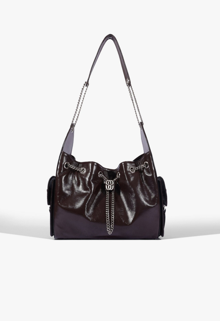 Bolsa Schutz Shoulder Lilibet Correntes Média Couro Marrom