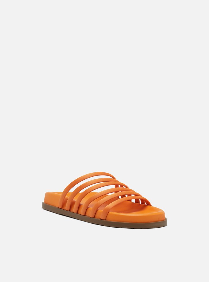Slide Laranja Bico Redondo Tiras Bombadas
