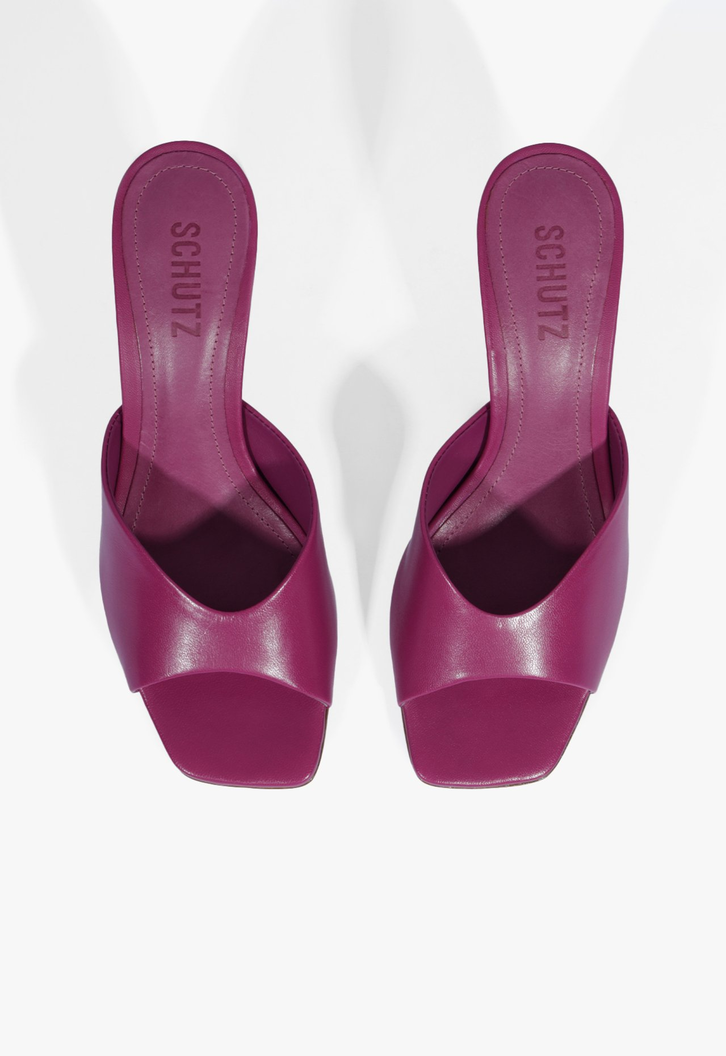 Mule couro rosa