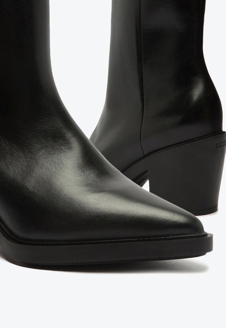 Bota Preta Couro Cano Médio Western