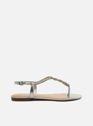 Rasteira Prateada Arezzo Slim Pedraria Strass