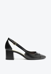 Scarpin Preto Arezzo Couro Aberto Cap Toe Verniz