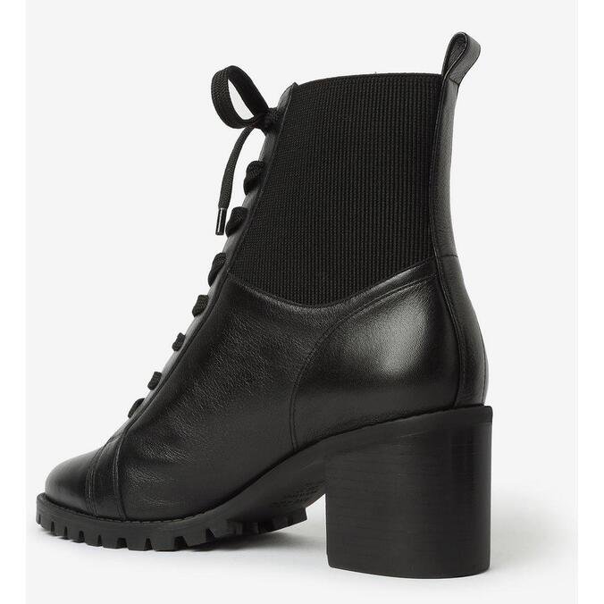 Coturno Arezzo Preto de Couro Estilo Chelsea Salto Bloco | ZZ MALL