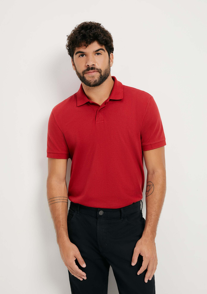 Camisa Polo Básica Vermelha Clara Hering Manga Curta Em Piquet
