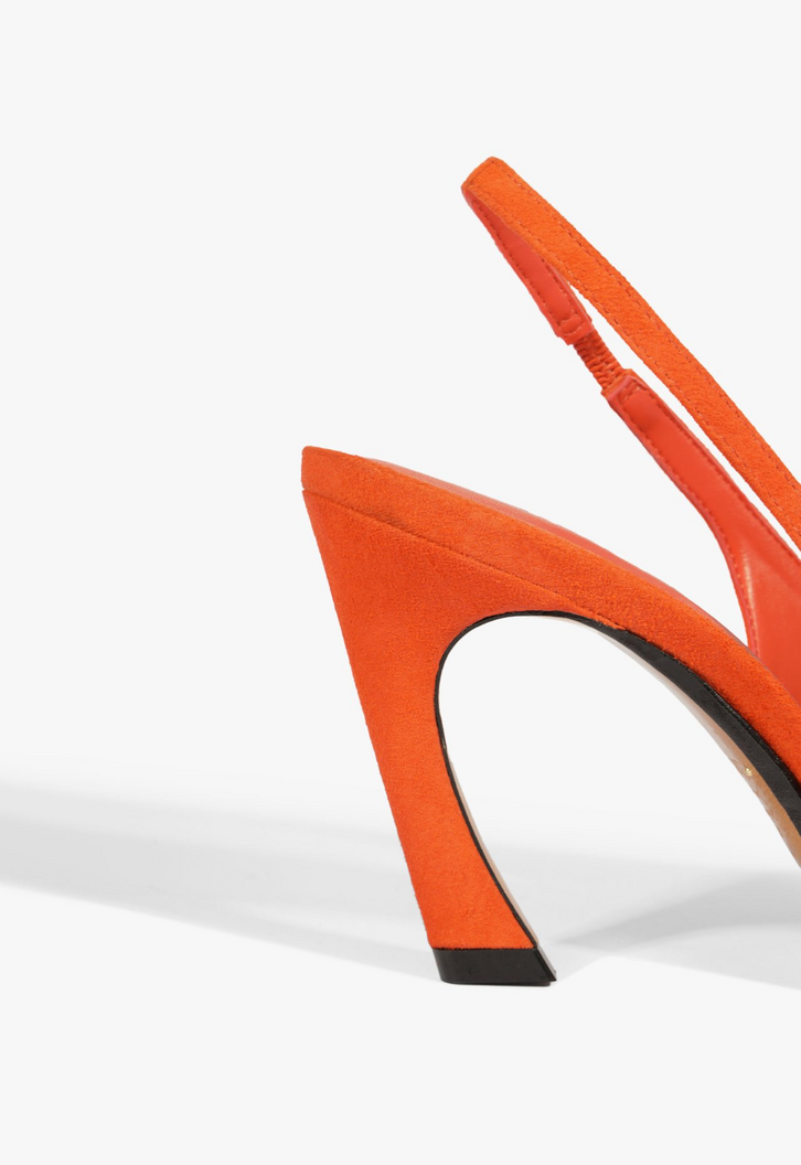 Scarpin Slingback Lexi Camurça Laranja Neon