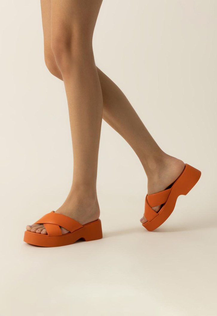 Sandália Flatform Laranja Anacapri Tiras Cruzadas
