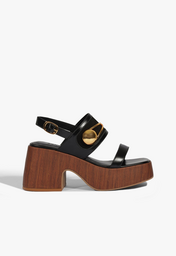 Sandália Plataforma Ornella Couro Preta