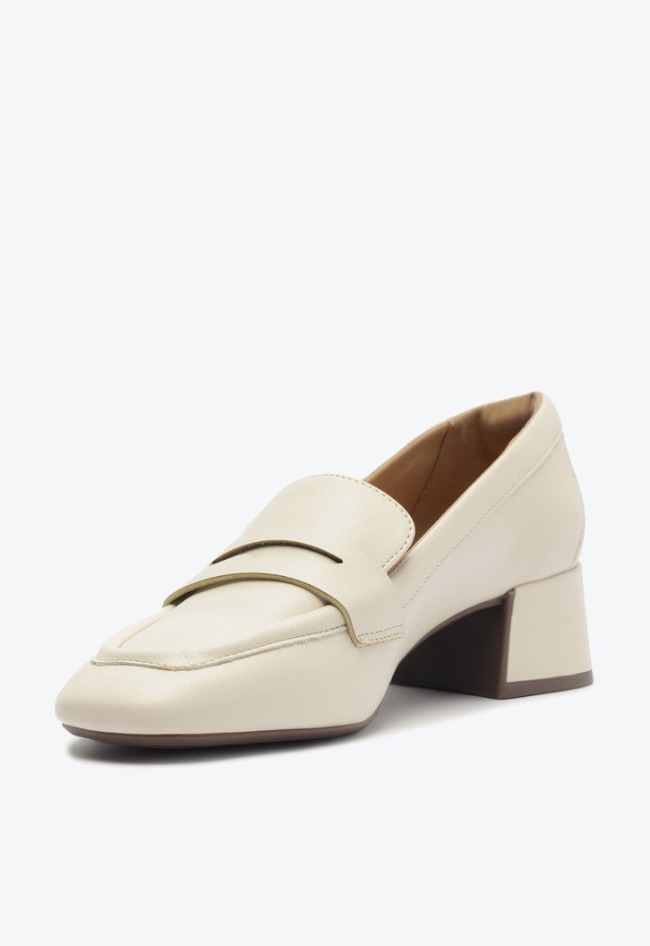 Mocassim Salto Bloco Loafer Branco