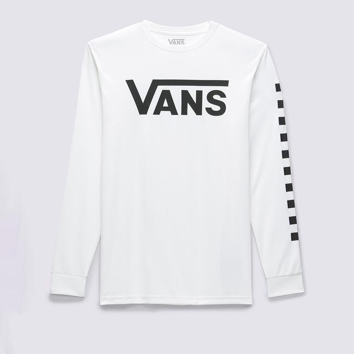 Camiseta Vans Infantil Classic Checker Sun Ls White Black