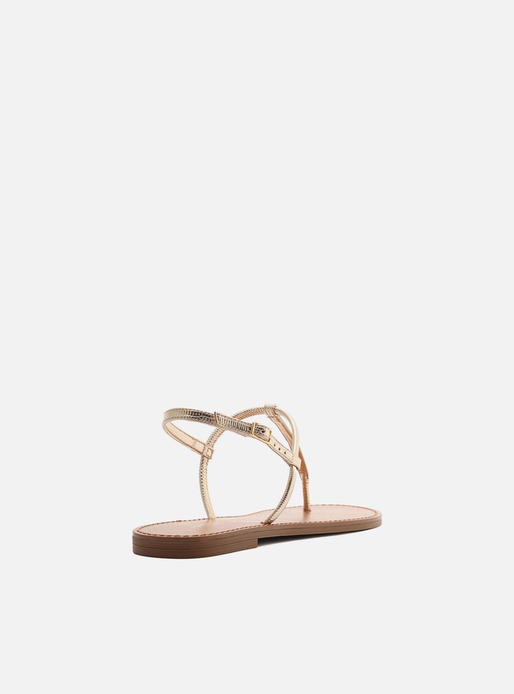 Sandália Rasteira Dourada Lizard Slim