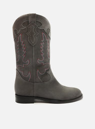 Bota Western Cinza Arezzo Acamurçada Cano Longo Bordado