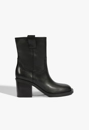 Bota Cano Médio Couro Preta