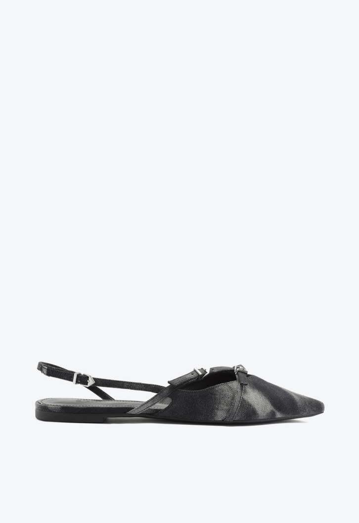Sapato Mule Slingback Jeans Preto
