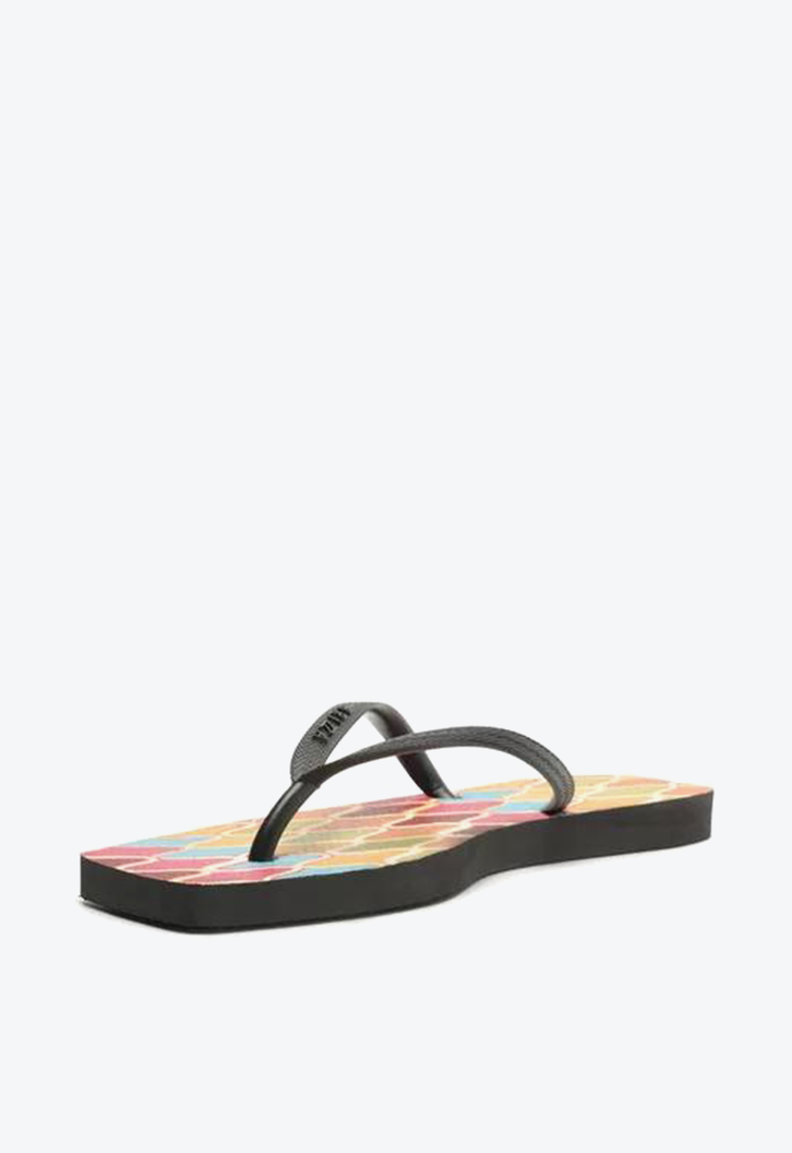 Chinelo De Dedo Preto Brizza  Estampa Square