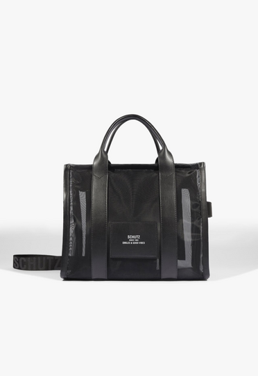 Bolsa Tote Tiracolo Tela Preta | ZZ MALL