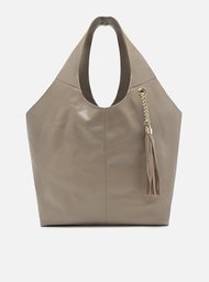 Bolsa Hobo Cinza Couro Ísis Grande