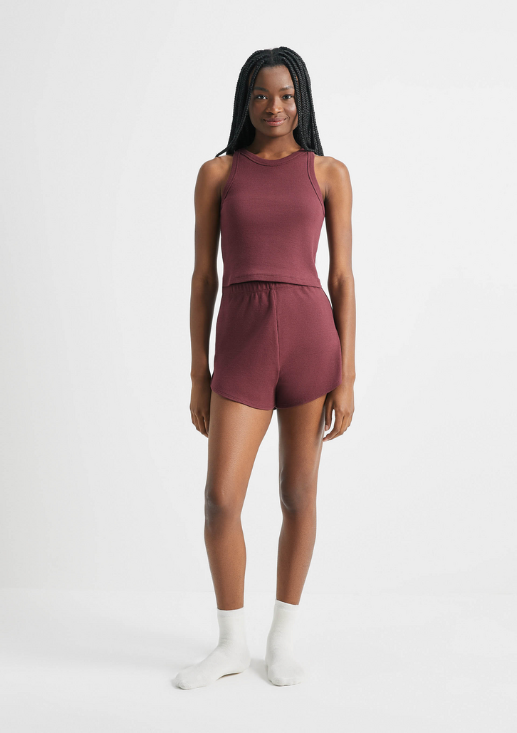 Pijama Curto Vinho Hering Feminino Canelado