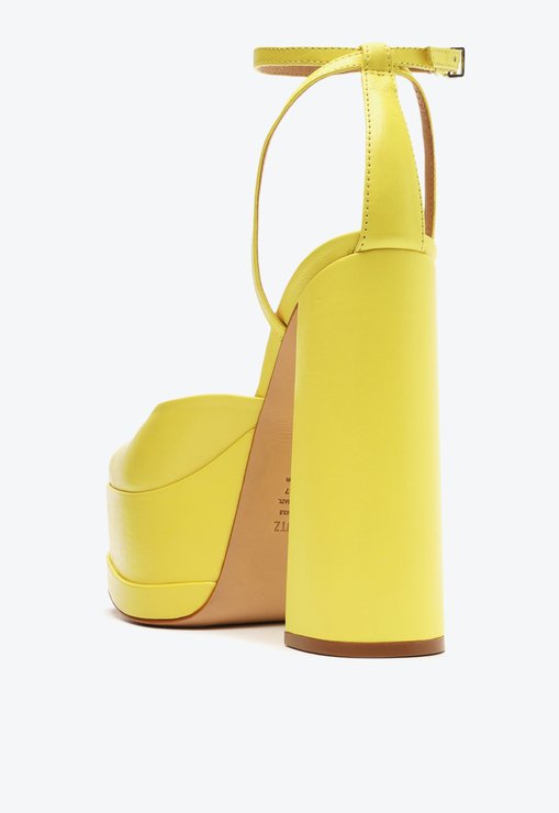 Sapato Scarpin Meia Pata Luan Couro Amarelo