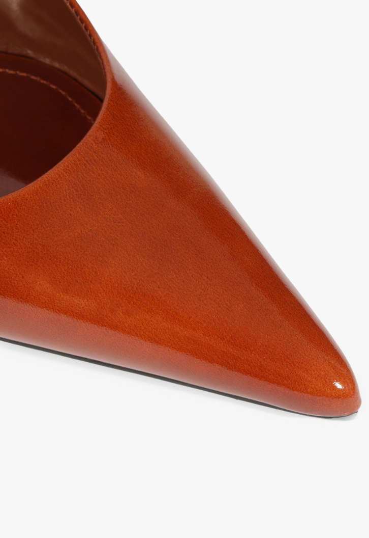Scarpin Slingback Rhonda Mid Couro Marrom