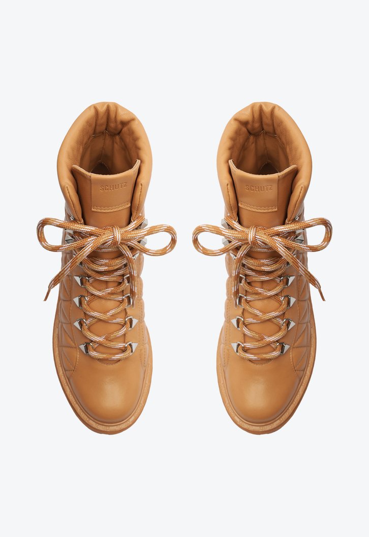 Bota Coturno Marrom Schutz Cadarço Matelassê Couro