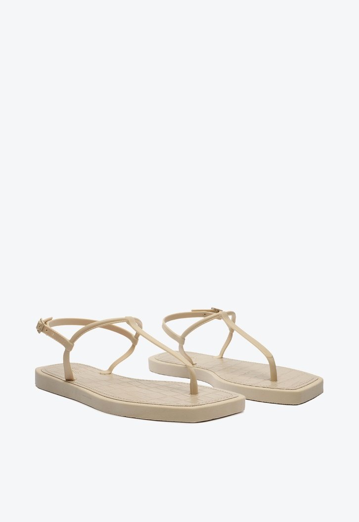 Kit Sandália Rasteira Off-White Square Palmilha Croco e Bag