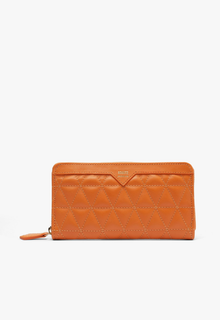 Carteira Schutz Grande 944 Matelassê Couro Laranja
