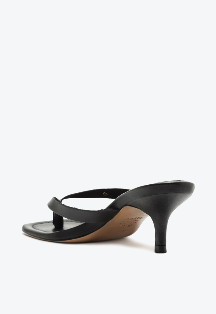 Chinelo Salto Fino Couro Preto