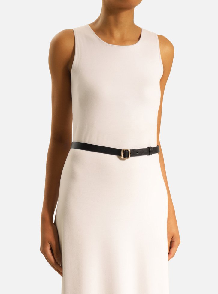 Cinto Preto Arezzo Couro Liso Fino Fivela