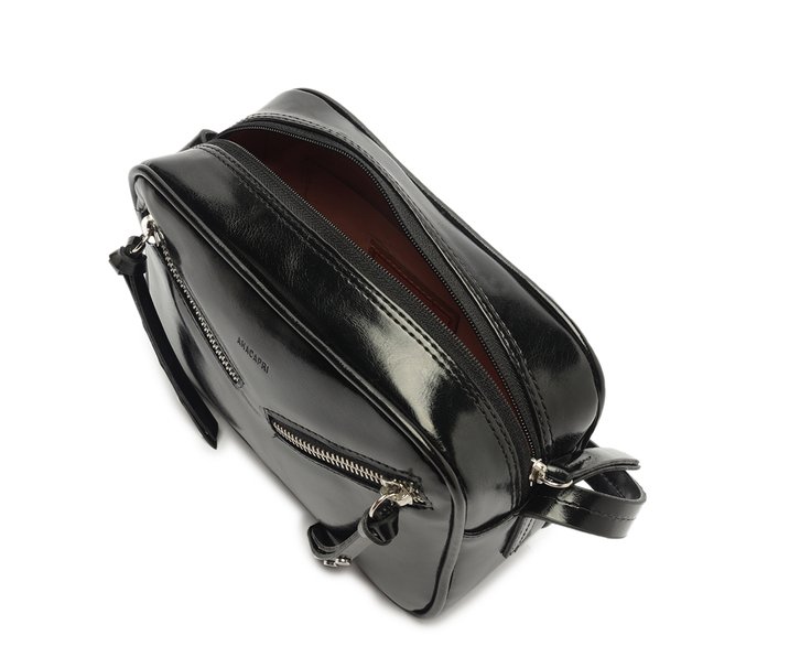 Bolsa Tiracolo Média Fecho Duplo Zíper Preta