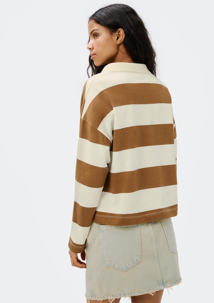 Blusa Polo Marrom Hering Feminina Manga Longa Box Listrada
