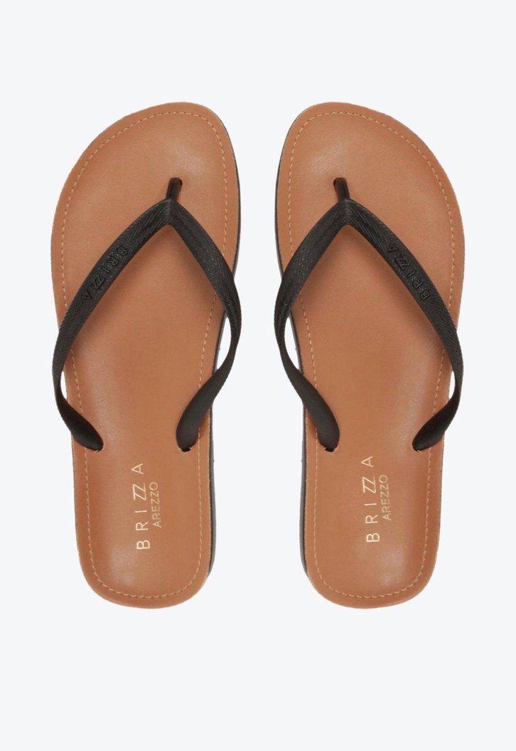Chinelo de Dedo Preto Palmilha Marrom Brizza