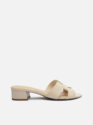 Mule Off-white Arezzo Couro Salto Bloco Tira H