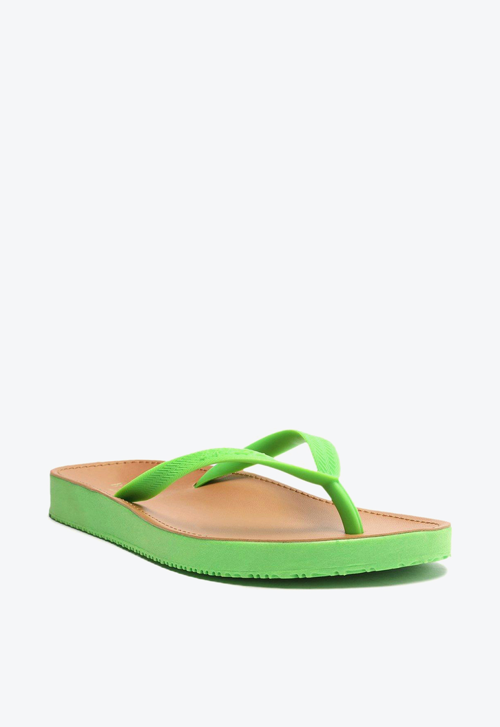 Chinelo De Dedo Verde Brizza Palmilha Marrom