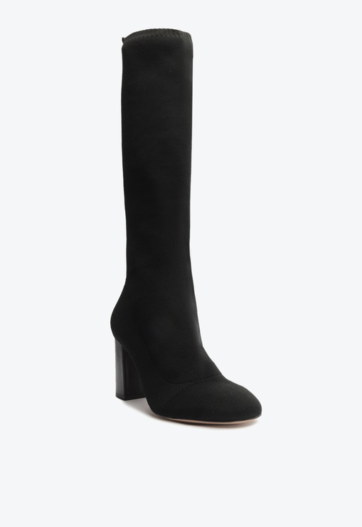 Bota Cano Alto Knit Preta
