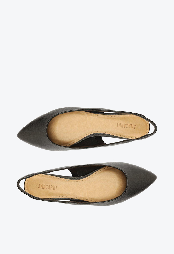 Sapatilha Preta Anacapri Slingback Bico Fino