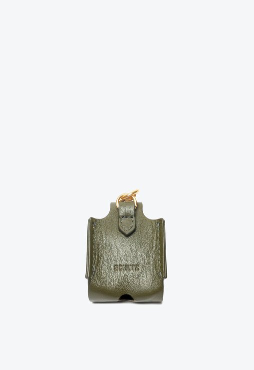 Porta Schutz AirPod Emblem Couro Verde-Militar