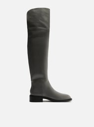 Bota Cinza Arezzo Over The Knee Couro Salto Bloco
