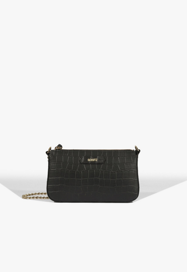 Bolsa Tiracolo Croco Preta | ZZ MALL