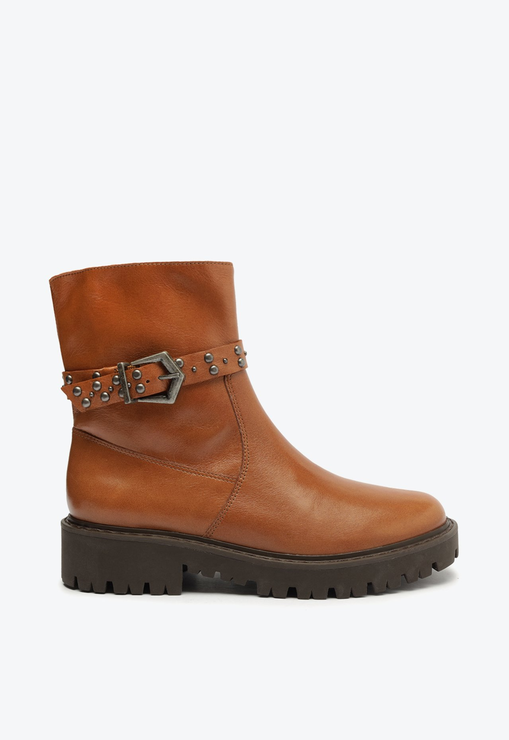 Bota Cano Médio Couro Marrom