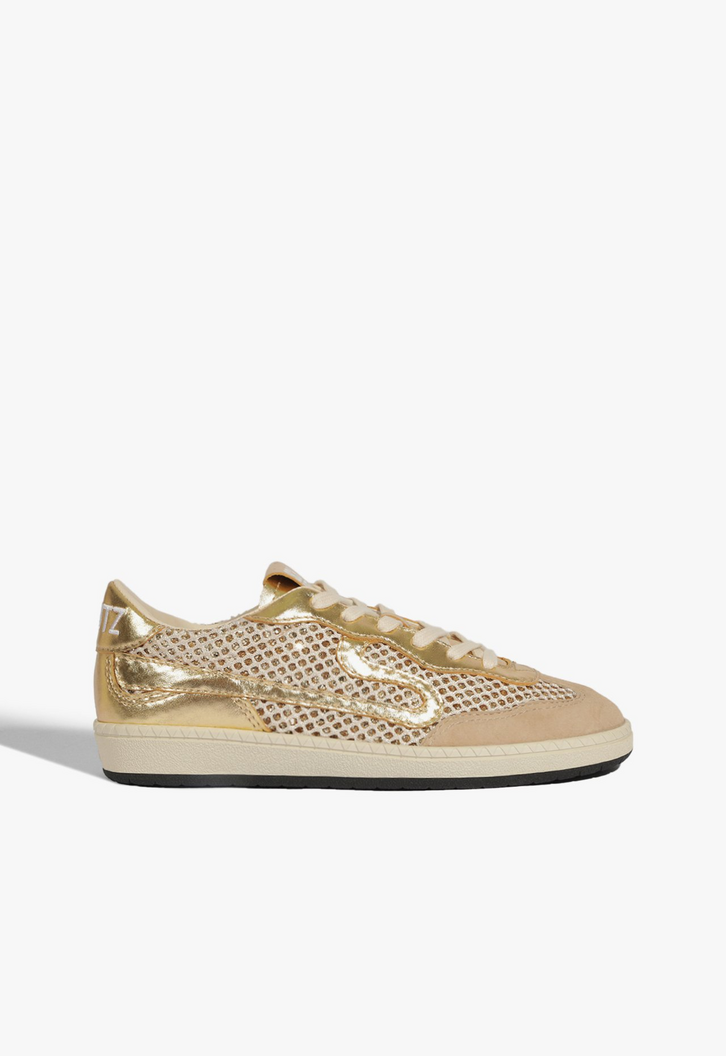 Tênis Tela Camurça Dourado