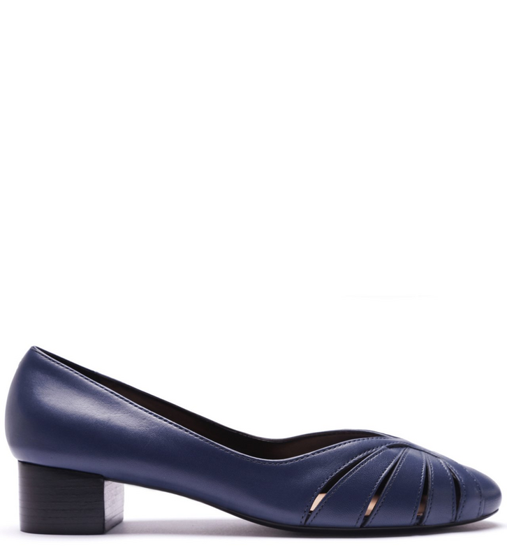 Scarpin Couro Recorte Navy Blue