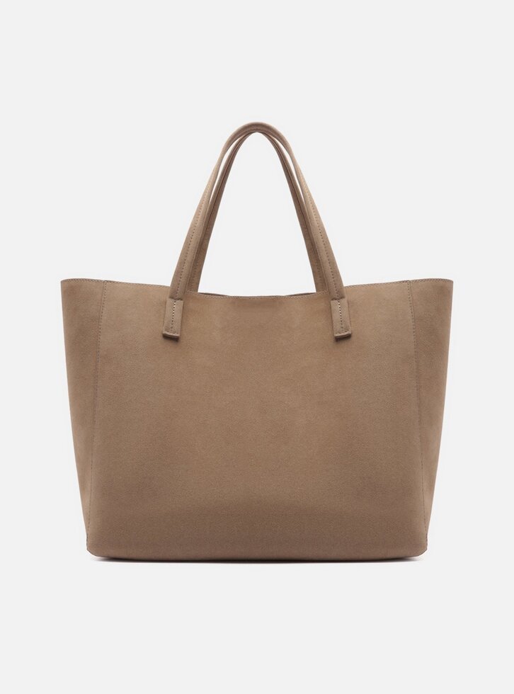 Bolsa Shopping Marrom Couro Grande Granulada