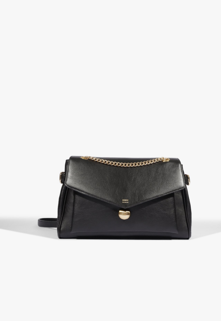 Bolsa Tiracolo Shoulder Valerie Média Couro Preta | ZZ MALL