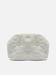 Clutch Branca Arezzo Couro Média Soft Botões