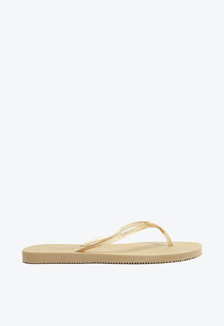 Chinelo De Dedo Dourado Brizza Tira Metalizada
