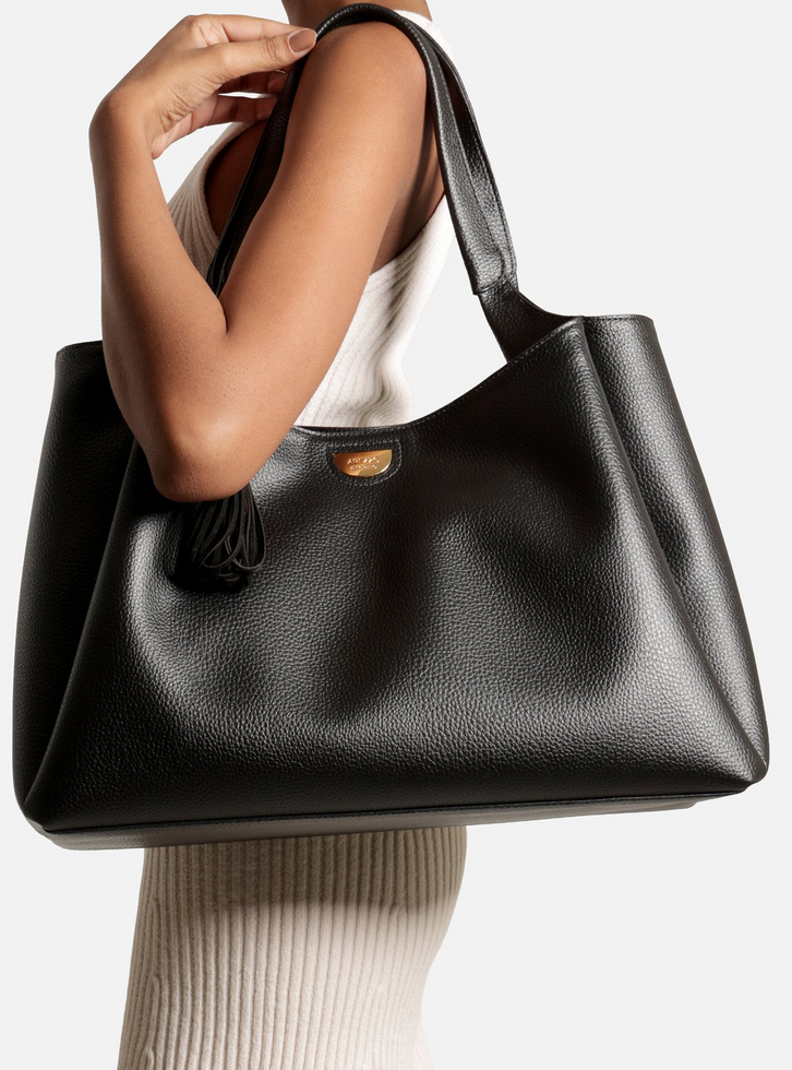 Bolsa Shopping Preta Grande Franja