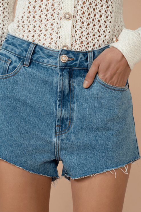Shorts Azul Carol Bassi hoover Jeans medio