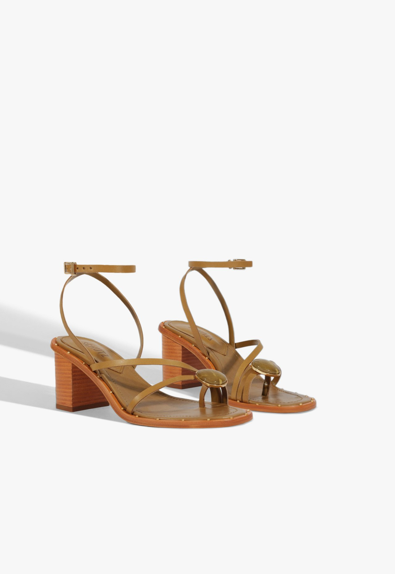 Sandália Azure Mid Block Couro Verde | ZZ MALL