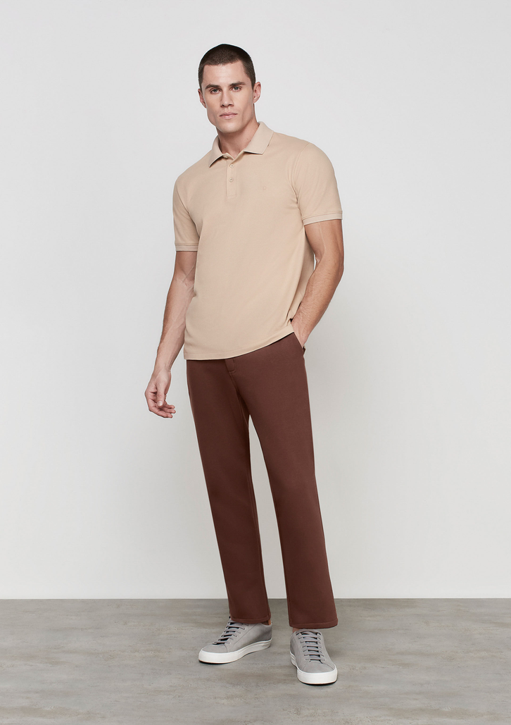 Camisa Polo Marrom Dzarm Em Malha Piquet