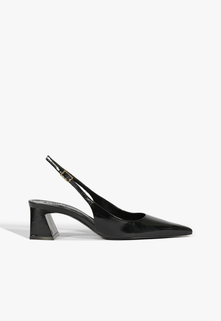 Scarpin Slingback Rhonda Mid Couro Preto